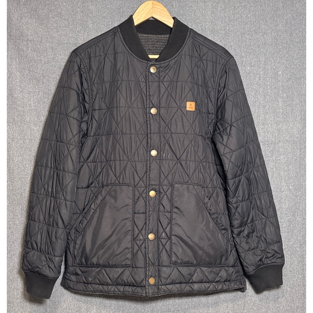 Roark Revival Men Reversible Quilted Bomber The Douglas Jacket Black Grey Size M